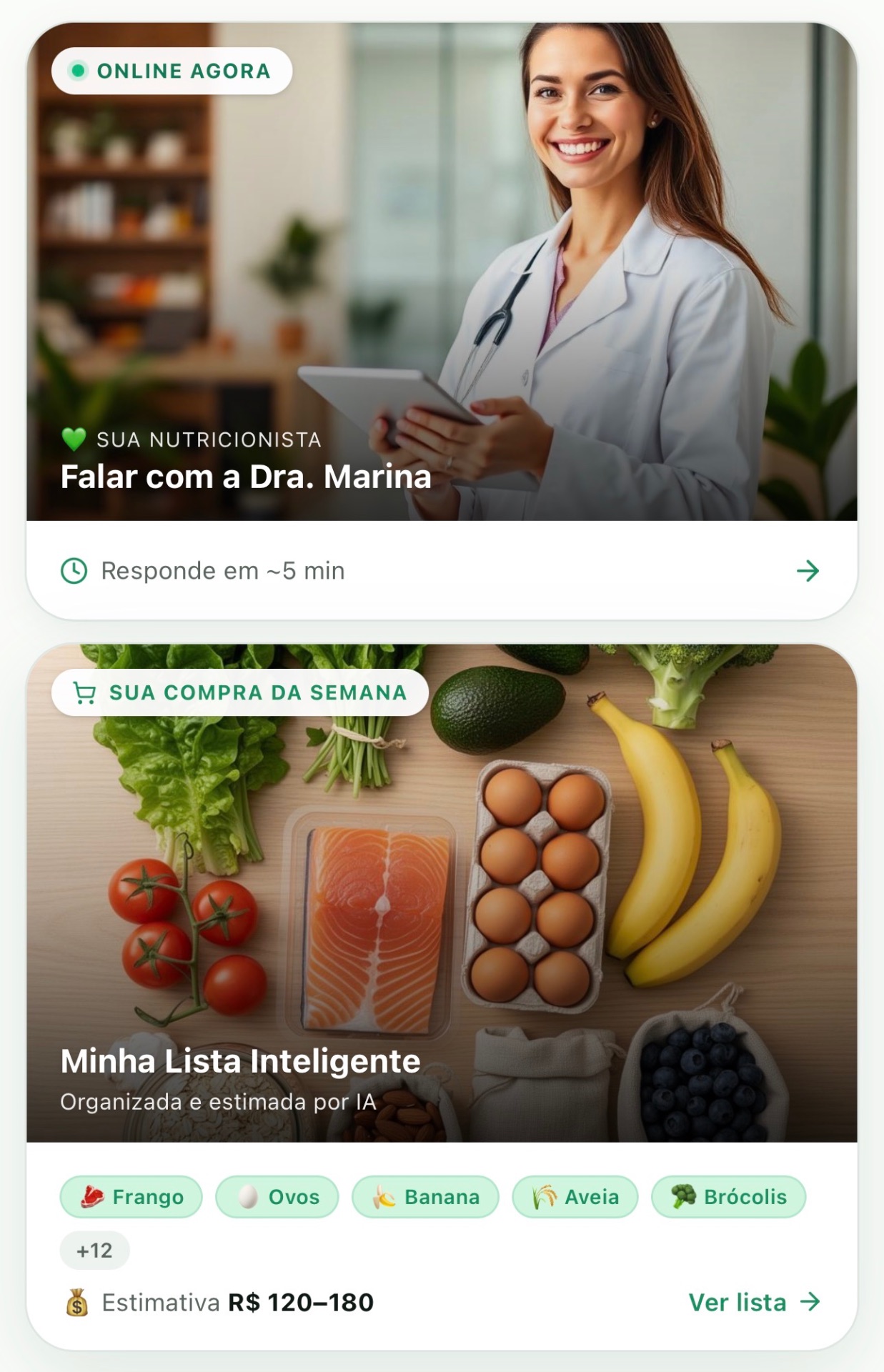 Sua nutricionista online no app + lista inteligente